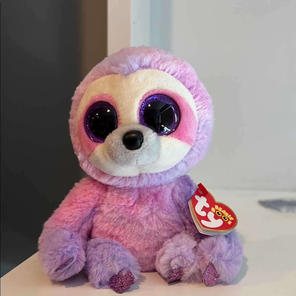 Ty Plush Sloth in Purple and Pink